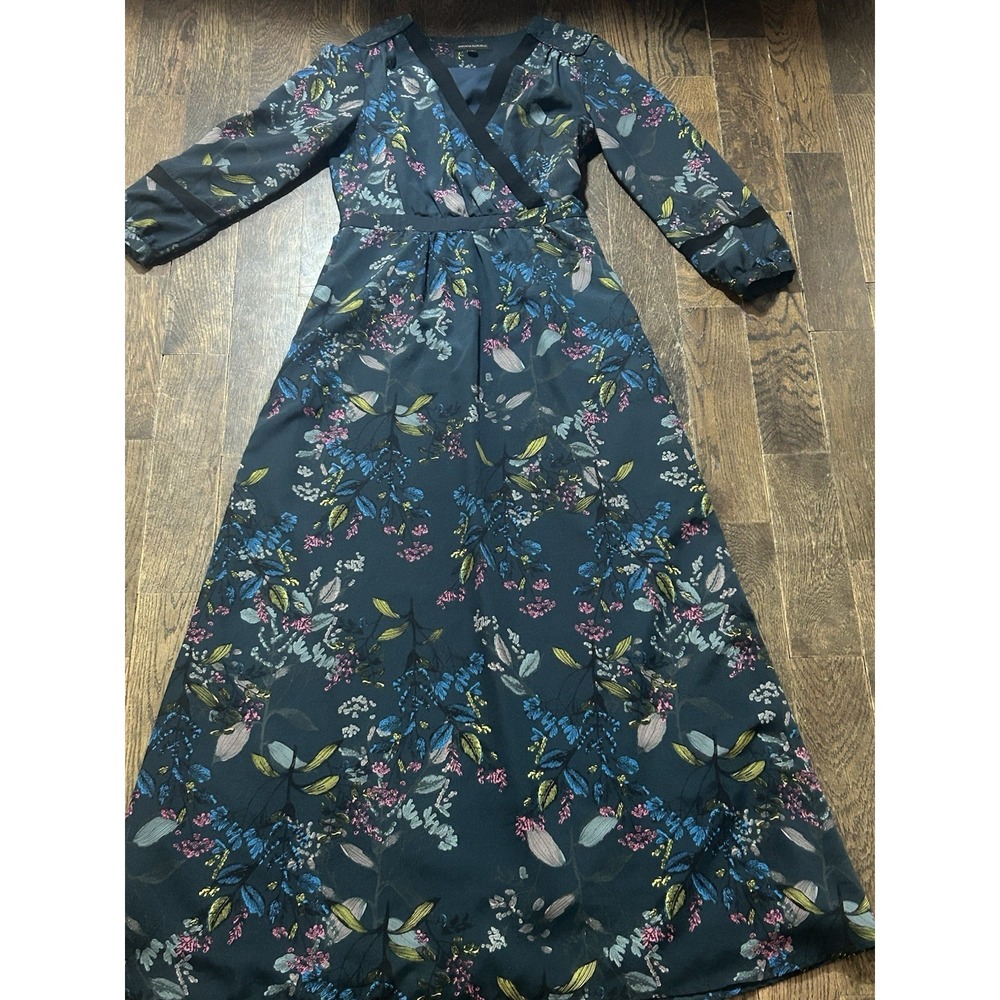 Banana Republic Floral Leaf Print Wrap Maxi Dress Womens Size 0